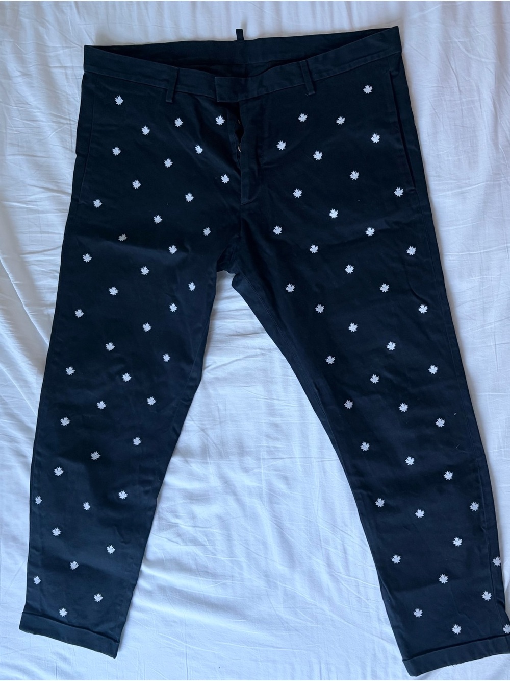 Authentic DSQUARED2 Iconic Maple Leaf Trousers 🇨🇦 Rare Canadian Statement Piece